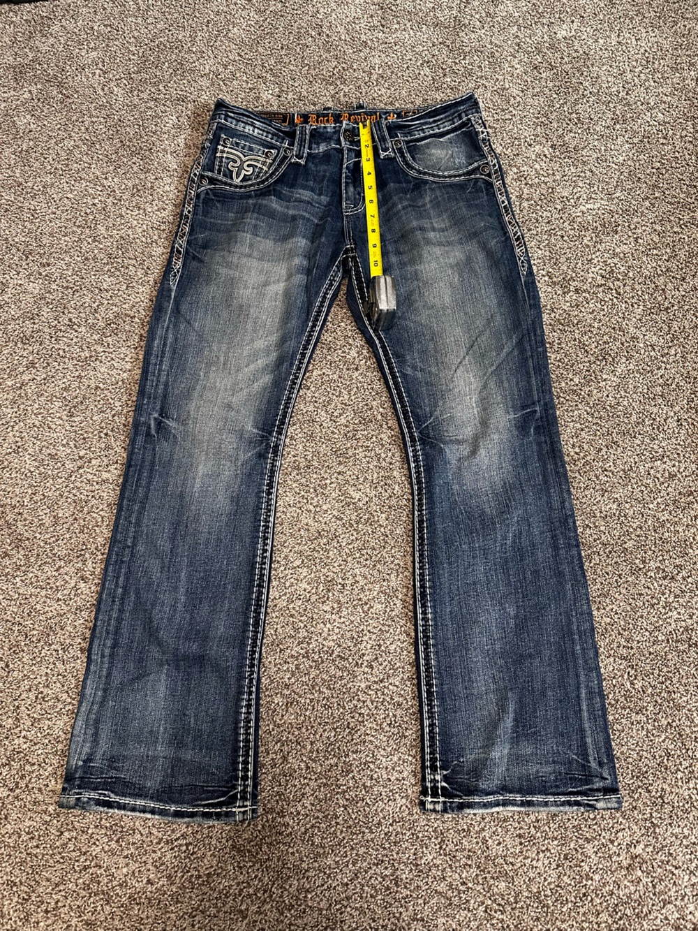Rock Revival Men's Slim Straight Blue Washed Jeans